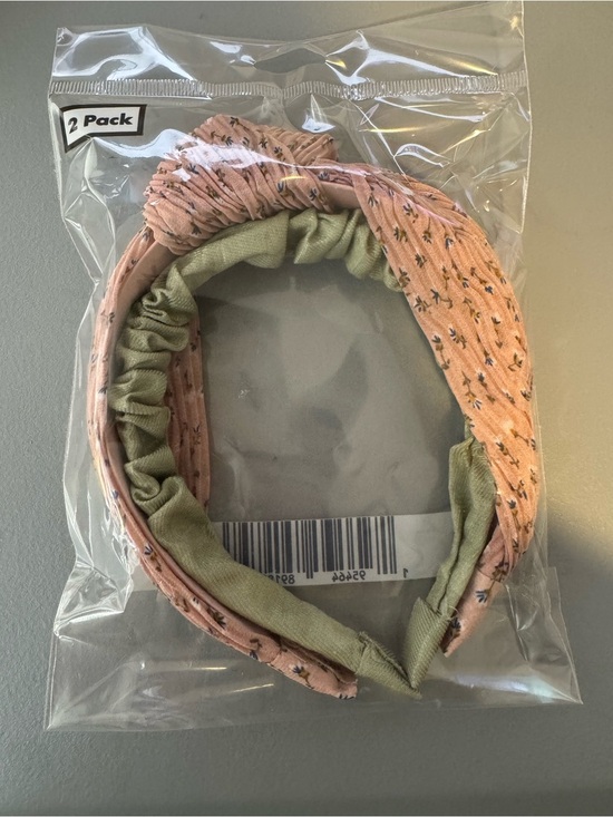Other - 2-Pack Pink Floral & Sage Green Knotted Headbands pastel summer spring preppy
